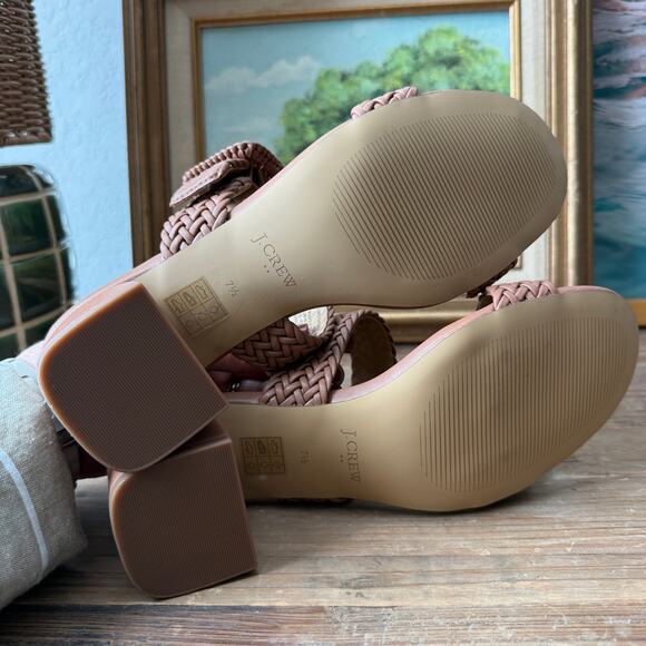 Women's J.Crew Tan Braided Faux Leather Sandal with Buckle Detail Size 7.5‎ NEW - Picture 7 of 7